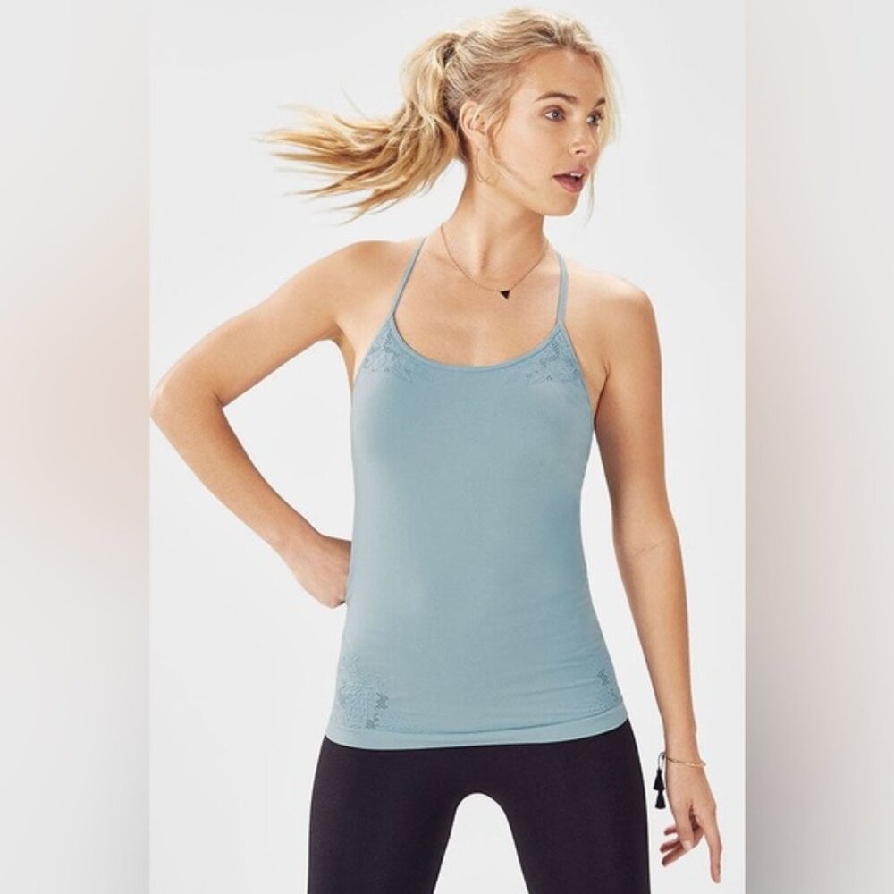 FABLETICS CHELSEA SEAMLESS TANK Floral Jacquard Adjustable Straps Size XL